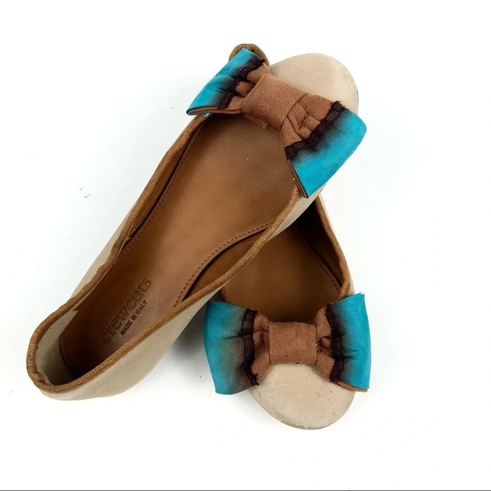 Crew Cuts Girls Tan Leather Ballet Flats Sz 13